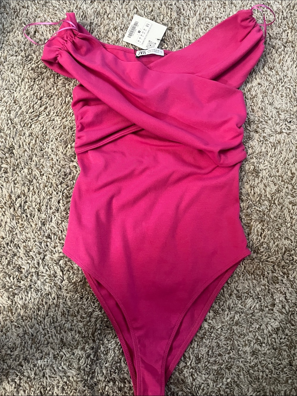 Zara Kids Fuchsia One-Piece body with Ruched Bodice